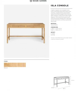Made Goods New Arrivals Isla Console 60" Natural Peeled Rattan 13 Made Goods New Arrivals Isla Console 60