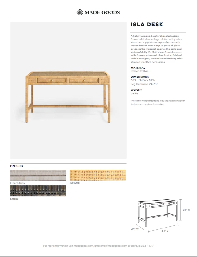 Made Goods Isla 2 Drawer Desk Smoke Peeled Rattan 4 Made Goods Isla 2 Drawer Desk Smoke Peeled Rattan