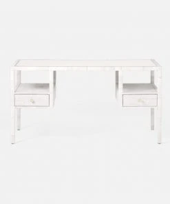 Made Goods Isla Open Shelves Desk White Peeled Rattan