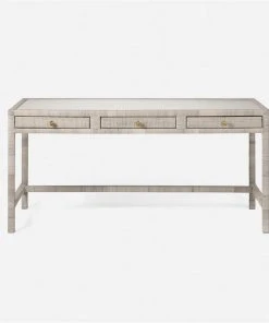 Made Goods New Arrivals Isla 3 Drawer Desk French Gray Rattan