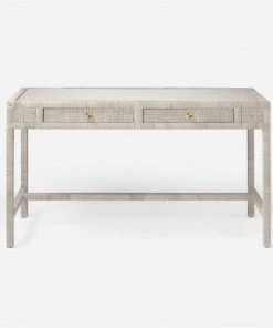 Made Goods New Arrivals Isla 2 Drawer Desk French Gray Peeled Rattan