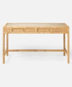 Made Goods New Arrivals Isla 2 Drawer Desk Natural Peeled Rattan
