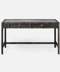 Made Goods Isla 2 Drawer Desk Smoke Peeled Rattan