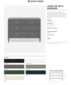 Made Goods New Arrivals Jarin 48" Dresser Graphite Faux Belgian Linen