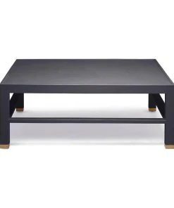 Made Goods Jarin Square Coffee Table Dark Navy Faux Belgian Linen