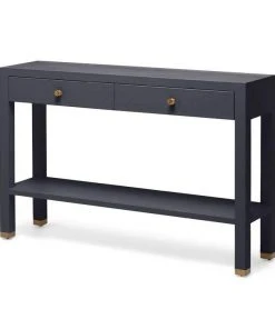 Made Goods Jarin Console Dark Navy Faux Belgian Linen New Arrivals