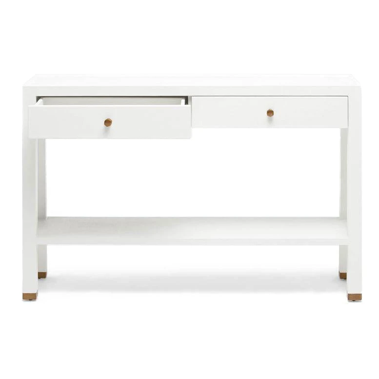 Made Goods Jarin Narrow Console Designer White Faux Belgian Linen 4 Made Goods Jarin Narrow Console Designer White Faux Belgian Linen