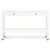 Made Goods Jarin Narrow Console Designer White Faux Belgian Linen