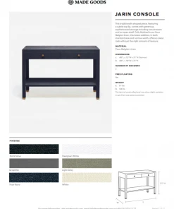 Made Goods Jarin Console Graphite Faux Belgian Linen Standard And Narrow 7 Made Goods Jarin Console Graphite Faux Belgian Linen Standard And Narrow