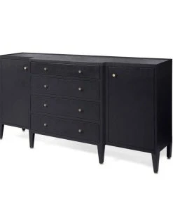 Made Goods Jarin Deep Drawer Buffet Dark Navy Faux Belgian Linen New Arrivals