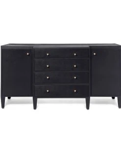 Made Goods Jarin Deep Drawer Buffet Dark Navy Faux Belgian Linen New Arrivals