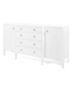 Made Goods Jarin Deep Drawer Buffet Designer White Faux Belgian Linen