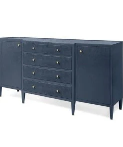 Made Goods Jarin Deep Drawer Buffet True Navy Faux Belgian Linen New Arrivals