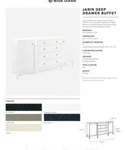Made Goods New Arrivals Jarin Deep Drawer Buffet Graphite Faux Belgian Linen