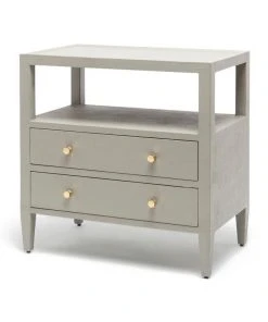 Made Goods Jarin Double Nightstand Light Gray Faux Belgian Linen