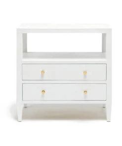 Made Goods New Arrivals Jarin Double Nightstand Designer White Faux Belgian Linen