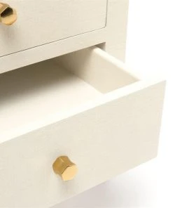 Made Goods New Arrivals Jarin Double Nightstand White Faux Belgian Linen