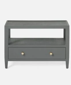 Made Goods Jarin Low Double Nightstand Graphite Faux Belgian Linen New Arrivals