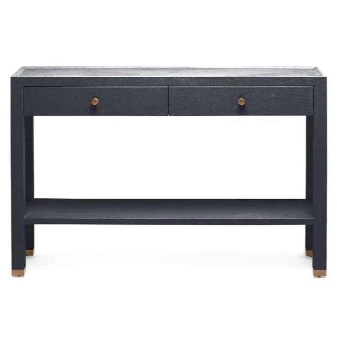 Made Goods New Arrivals Jarin Narrow Console Dark Navy Faux Belgian Linen Made Goods New Arrivals Jarin Narrow Console Dark Navy Faux Belgian Linen