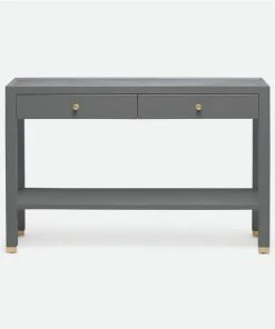 Made Goods Jarin Console Graphite Faux Belgian Linen Standard And Narrow