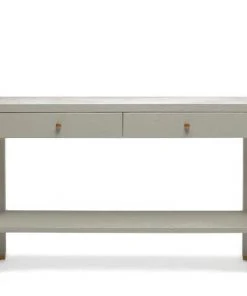 Made Goods Jarin Narrow Console Gray Faux Belgian Linen