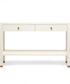 Made Goods Jarin Narrow Console White Faux Belgian Linen New Arrivals