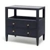 Made Goods Jarin Double Nightstand Dark Navy Faux Belgian Linen
