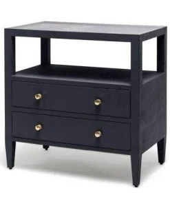 Made Goods Jarin Double Nightstand Dark Navy Faux Belgian Linen