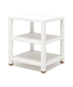 Made Goods New Arrivals Jarin Side Table Designer White Faux Belgian Linen