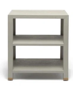 Made Goods New Arrivals Jarin Side Table Light Gray Faux Belgian Linen