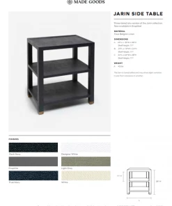 Made Goods Jarin Side Table Graphite Belgian Faux Linen