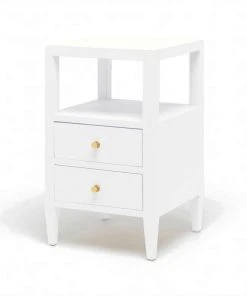 Made Goods Jarin Single Nightstand Designer White Faux Belgian Linen