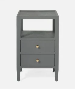 Made Goods Jarin Single Nightstand Graphite Faux Belgian Linen New Arrivals