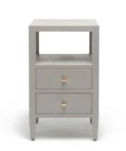 Made Goods Jarin Single Nightstand Light Gray Faux Belgian Linen New Arrivals