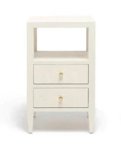 Made Goods Jarin Single Nightstand White Faux Belgian Linen