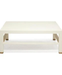 Made Goods Jarin Square Coffee Table White Faux Belgian Linen
