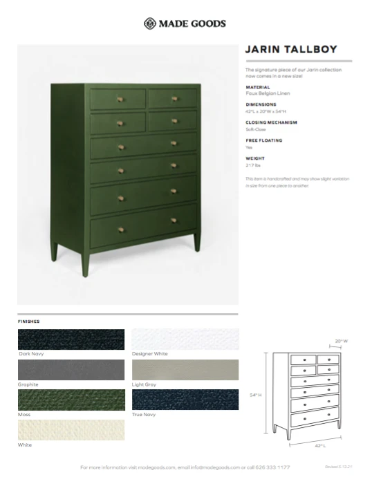 Made Goods Jarin Tallboy Graphite Faux Belgian Linen 4 Made Goods Jarin Tallboy Graphite Faux Belgian Linen