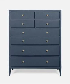 Made Goods New Arrivals Jarin Tallboy True Navy Faux Belgian Linen