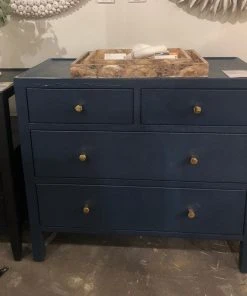 Made Goods Jarin 36" Dresser True Navy Faux Belgian Linen