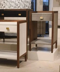 Made Goods New Arrivals Kennedy Single Nightstand Castor Gray And Walnut