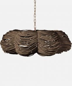 Made Goods Kira Chandelier Bronze Wood Beads Large