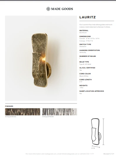 Made Goods Lauritz Sconce Nickel 7 Made Goods Lauritz Sconce Nickel