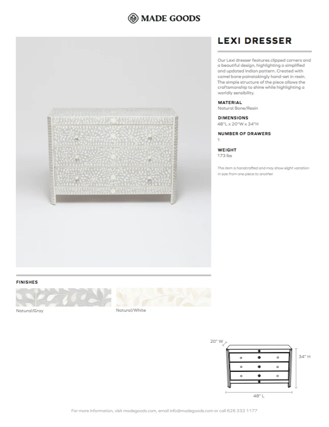Made Goods Lexi Dresser Natural Bone And Gray Resin 5 Made Goods Lexi Dresser Natural Bone And Gray Resin