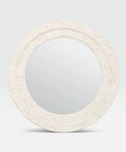 Made Goods New Arrivals Lexi Mirror 32" Natural Bone And White Resin