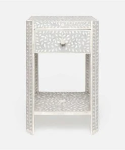 Made Goods New Arrivals Lexi Single Nightstand Natural Bone And Gray Resin