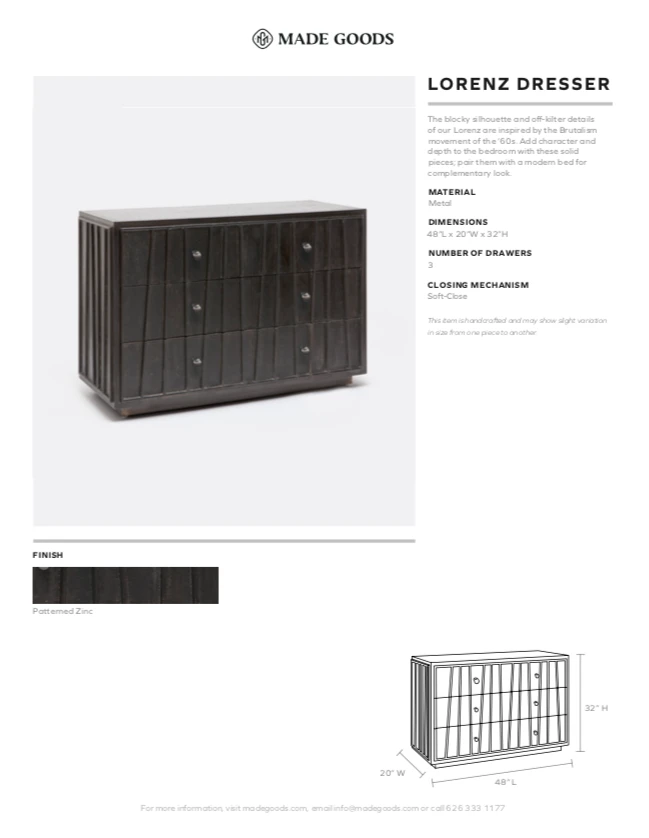 Made Goods New Arrivals Lorenz Dresser Zinc 6 Made Goods New Arrivals Lorenz Dresser Zinc