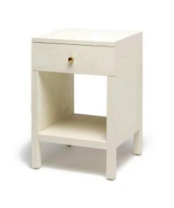 Made Goods Maris Single Nightstand White Faux Belgian Linen