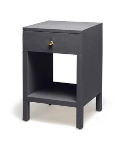 Made Goods Maris Single Nightstand Dark Navy Faux Belgian Linen