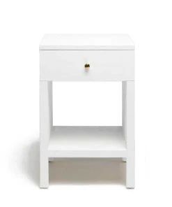 Made Goods New Arrivals Maris Single Nightstand Designer White Faux Belgian Linen