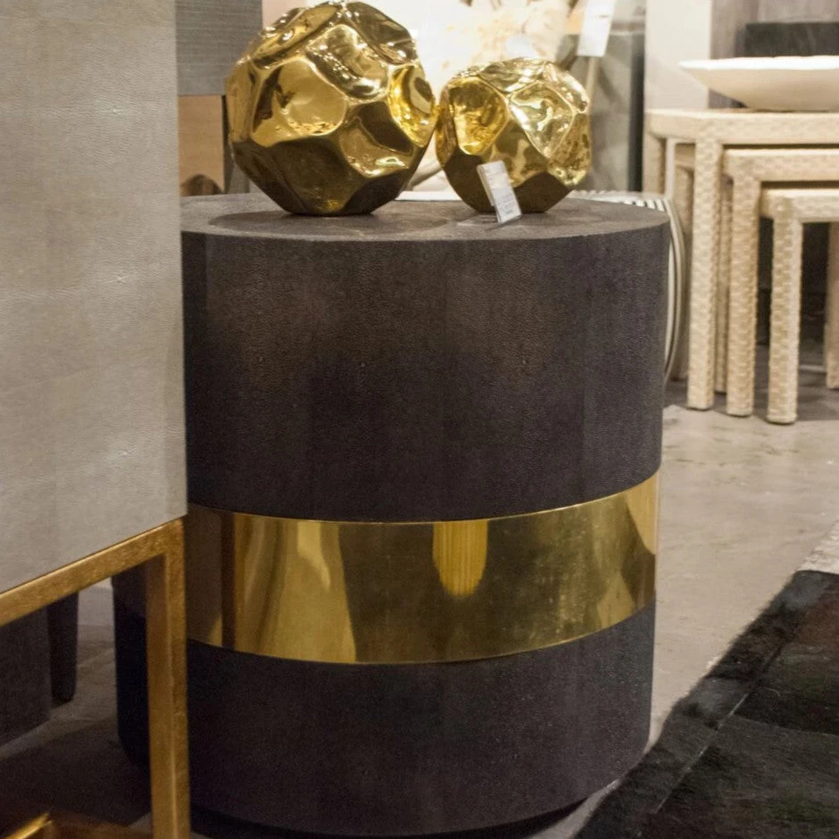 Made Goods Maxine Side Table Brass And Cool Gray Faux Shagreen New Arrivals Made Goods Maxine Side Table Brass And Cool Gray Faux Shagreen New Arrivals